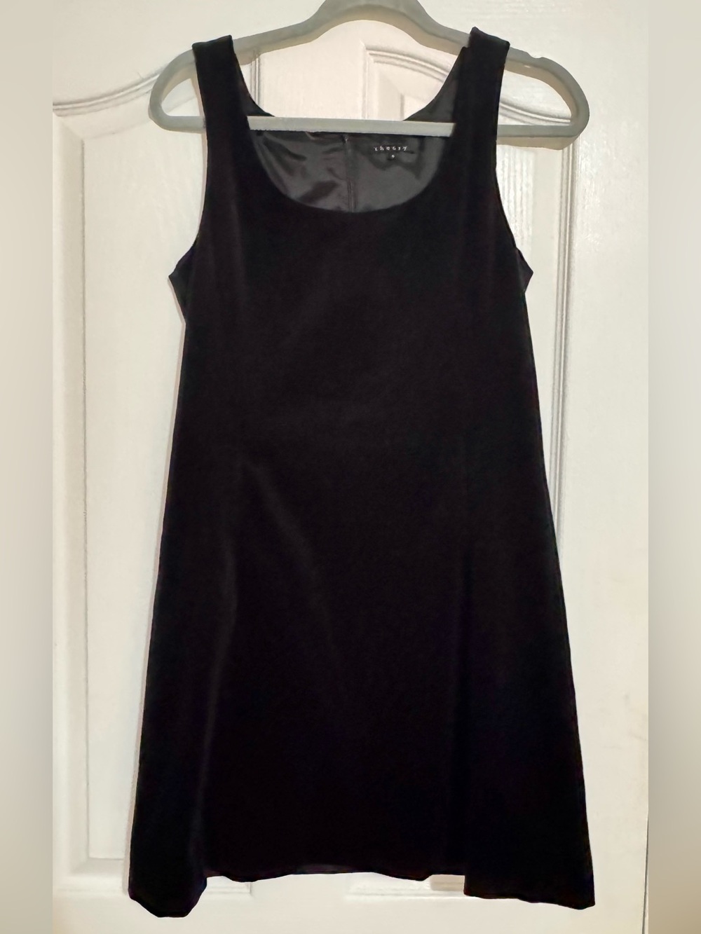 Theory Black Velvet Sleeveless Midi Dress